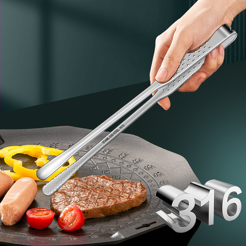 Pinças de churrasco de aço inoxidável 316L anti-escaldante pinças de churrasco cozinha comida cozinha bife Buffet pequen