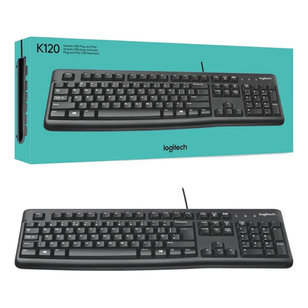 Teclado Com Fio Usb Logitech K120 Com Layout Abnt2 Cor De Teclado Preto Idioma Português Brasil Qwerty