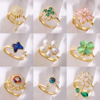 Anel giratório feminino da moda, muito procurado, feito de cobre com zircônia microincrustada, leve, luxuoso e elegante,