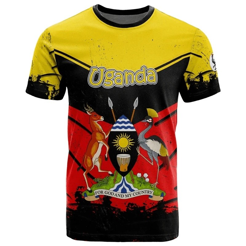 Camiseta Masculina De Verão Bandeira Uganda Ugandans 3D Para Homens Mulheres Camisetas Camisa Roupas Fãs De Futebol Pres