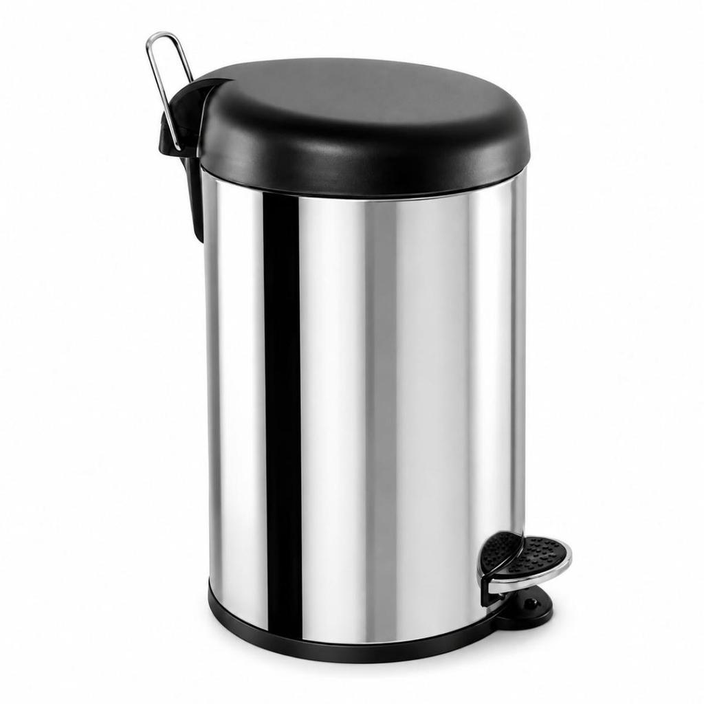 Lixeira 20,0L Inox C/Tampa Preta Brinox