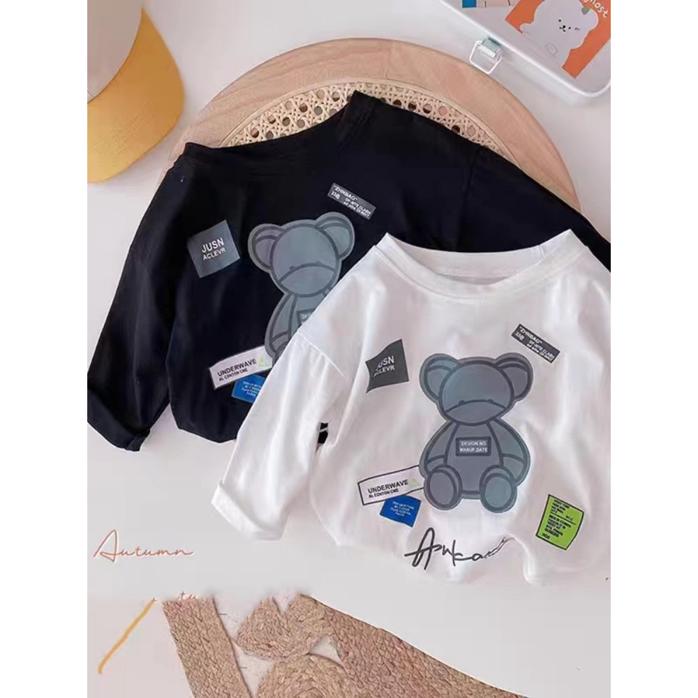 100% algodão bebê manga comprida camiseta primavera outono crianças camisa de fundo moda dos desenhos animados topo meni