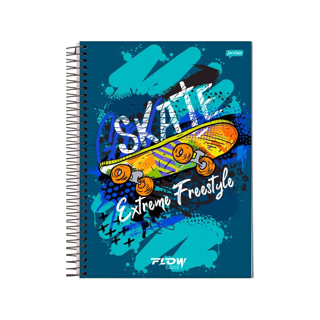 Caderno 15 Matéria Universitario Masculino 240 Folhas Flow - Jandaia MODELO:SKATE