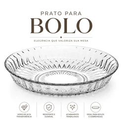 Prato para Bolo 30cm Diamond Alto Centro De Mesa Fundo Fruteira Pudim Mesa Posta Decorativo