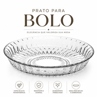 Prato para Bolo 30cm Diamond Alto Centro De Mesa Fundo Fruteira Pudim Mesa Posta Decorativo