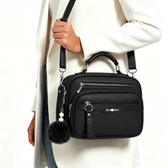 TOMI MITO Bolsa Feminina Compacta com Alça de Mão e Ombro, Múltiplos Compartimentos e Bolsos com Zíper B752