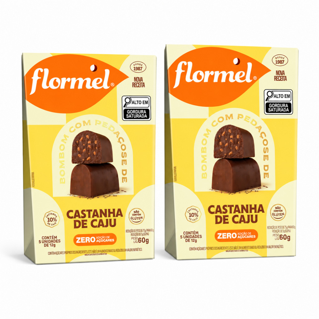 Kit 2 Bombom de Chocolate Recheado com Castanha de Caju Zero Açúcar