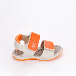 Sandália Infantil Menino Kidy Branco/Laranja Verão Confortável Leve