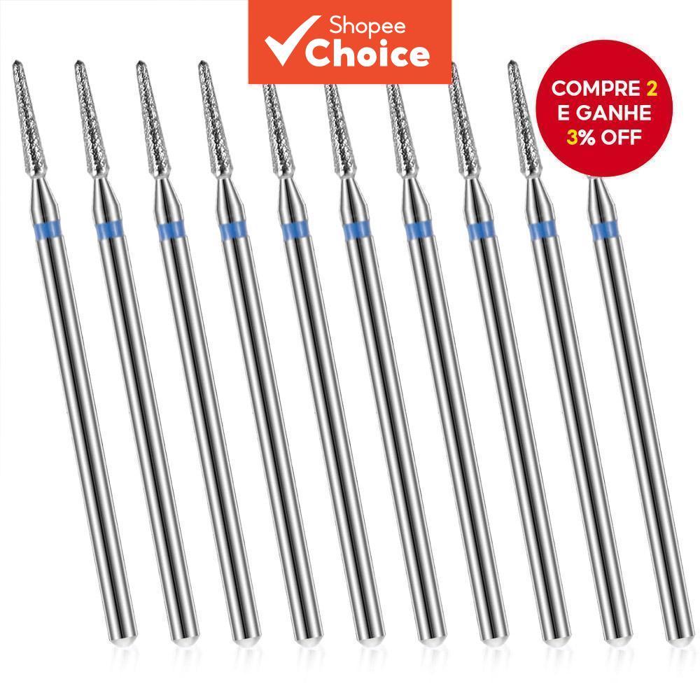 Conjunto de 10 peças de brocas de unha para limpeza de cutícula 3/32 pol. Brocas para cutículas para unhas, conjunto de
