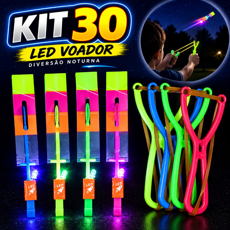 Kit 10/15 E 20 e 30 Avatar Voador De Led Com Estilingue Foguete Helicóptero Brinquedo de Criança