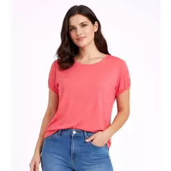 Blusa Feminina Elástico Nas Mangas Infinita Cor Rosa