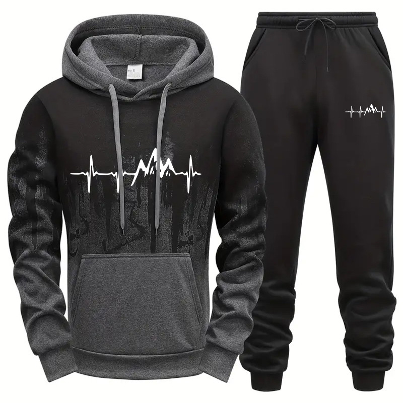 2025 Outono Inverno Conjunto Masculino Com Capuz Conjuntos De Treino Esportivo Hoodies Ou Moletom Roupas Quentes Pulôver