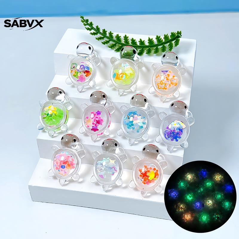 SABVX 1PC Jardim Tanque De Peixes Miniaturas Ornamentos Mini Brilho Luminoso Tartaruga Decoração Para Casa Paisagismo Ar