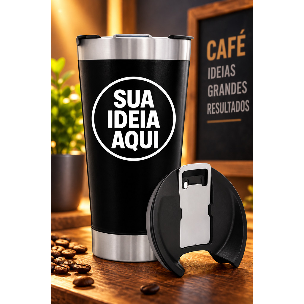 Copo térmico personalizado  nome, logo time aço inox com tampa