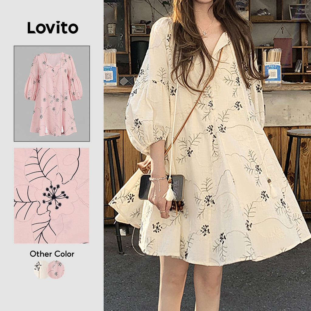 Lovito Casual Vestido de Primavera/verão Off White para Mulheres L156AD285