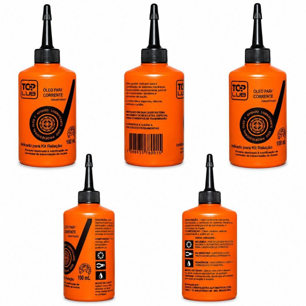 10x Oléo Grafitado Lubrificante Corrente Transmissão Relação Moto Bike 100ML — imagem 2 de 2