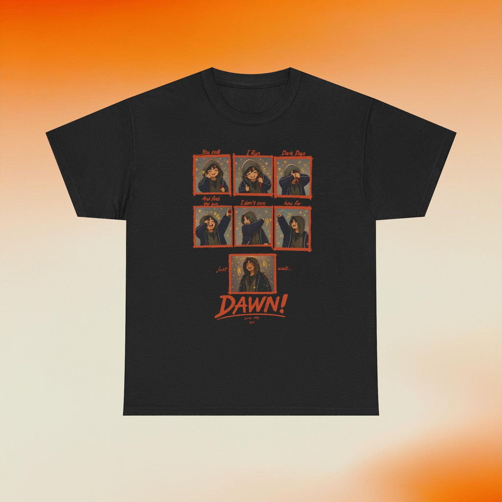 Camiseta Feminina Estampa Sequencial do Personagem Dawn de Stranger Things com Molduras Vermelhas Descolada Confortável