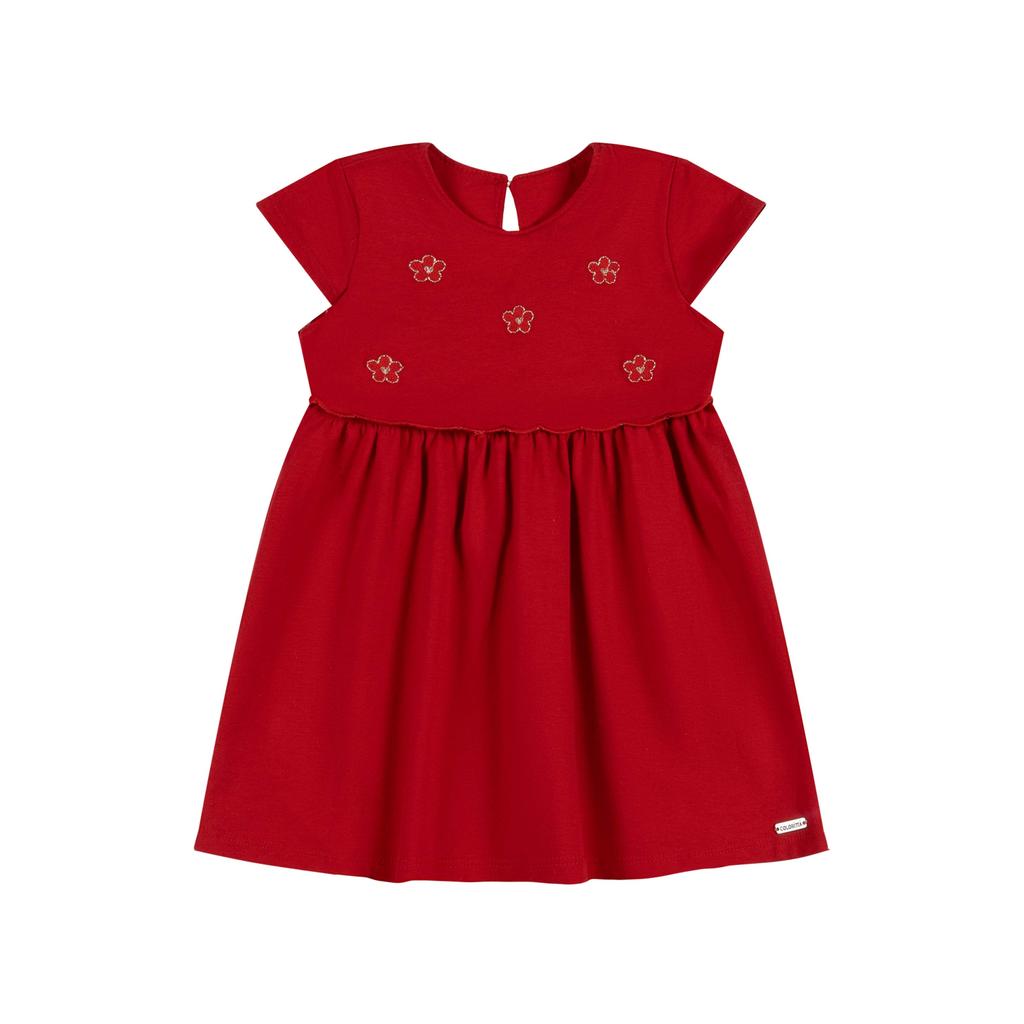 Vestido Bebê Menina Bordado Flores Colorittá Vermelho