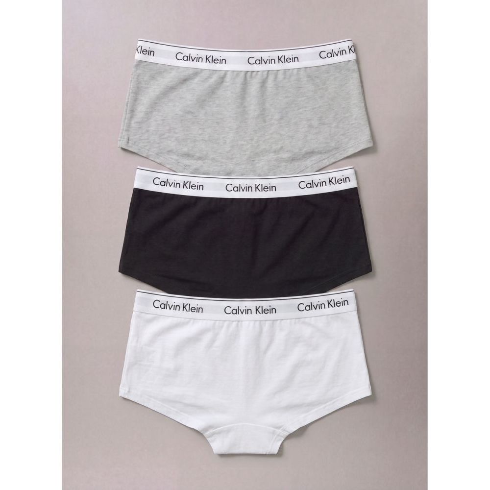 Kit 3 Calcinhas Menina Cotton Carrossel Calvin Klein Underwear - Branco + Preto + Mescla