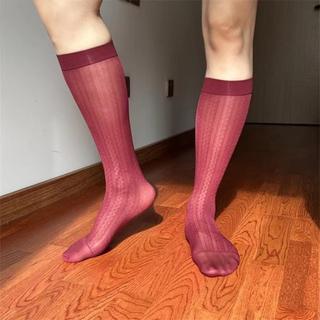 Meia De Tubo Médio FTARLY , Meias Ultrafinas Masculinas Transparentes De Tira Sociais De Nylon Respiráveis