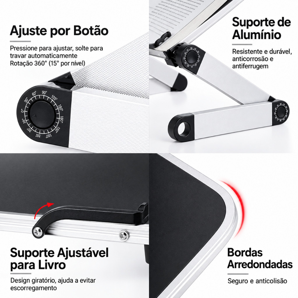 Suporte para Livro Ajustável 360° de Mesa Apoio para Leitura Regulável — imagem 2 de 2