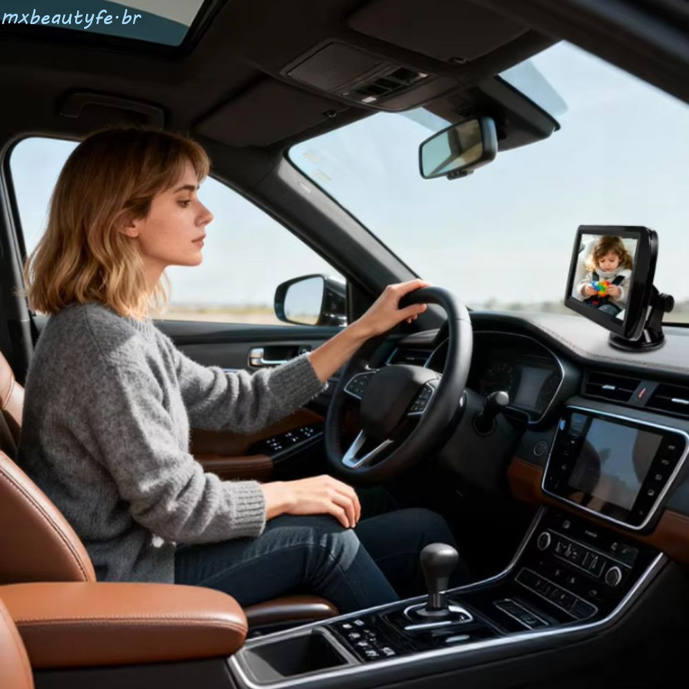 Espelho Para Carro De Bebê MXBEAUTYFE , Monitor De Com Ventosa De Tela De 4.3 Polegadas , Display Dobrável