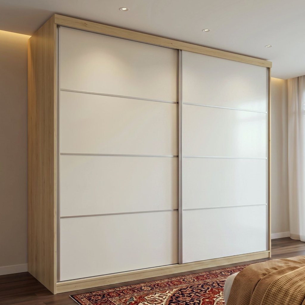 Guarda-Roupa Casal 100% MDF 2 Portas de Correr 6 Gavetas Málaga Yescasa Capuccino Off White Capuccino/Off White
