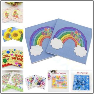 Festa de aniversário tecido de duas camadas engrossado dos desenhos animados guardanapo almofada papel colorido 20 folha