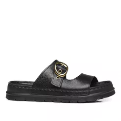 Chinelo Pegada Feminino em Couro Preto 234701-03