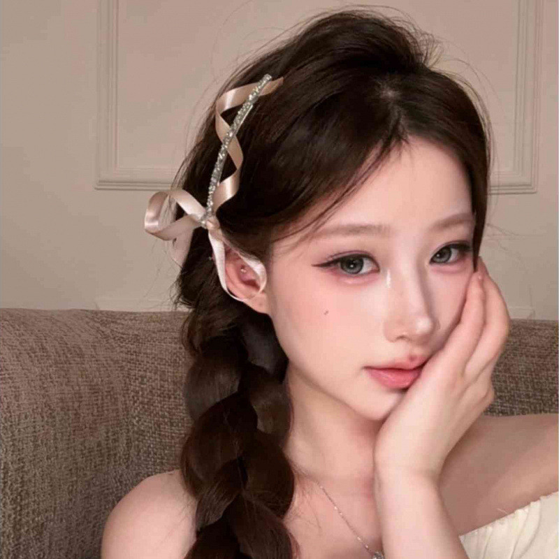 Estilo ocidental estilo balé piscando fita de diamante arco primavera clipe franja lateral grampo de cabelo quebrado cli