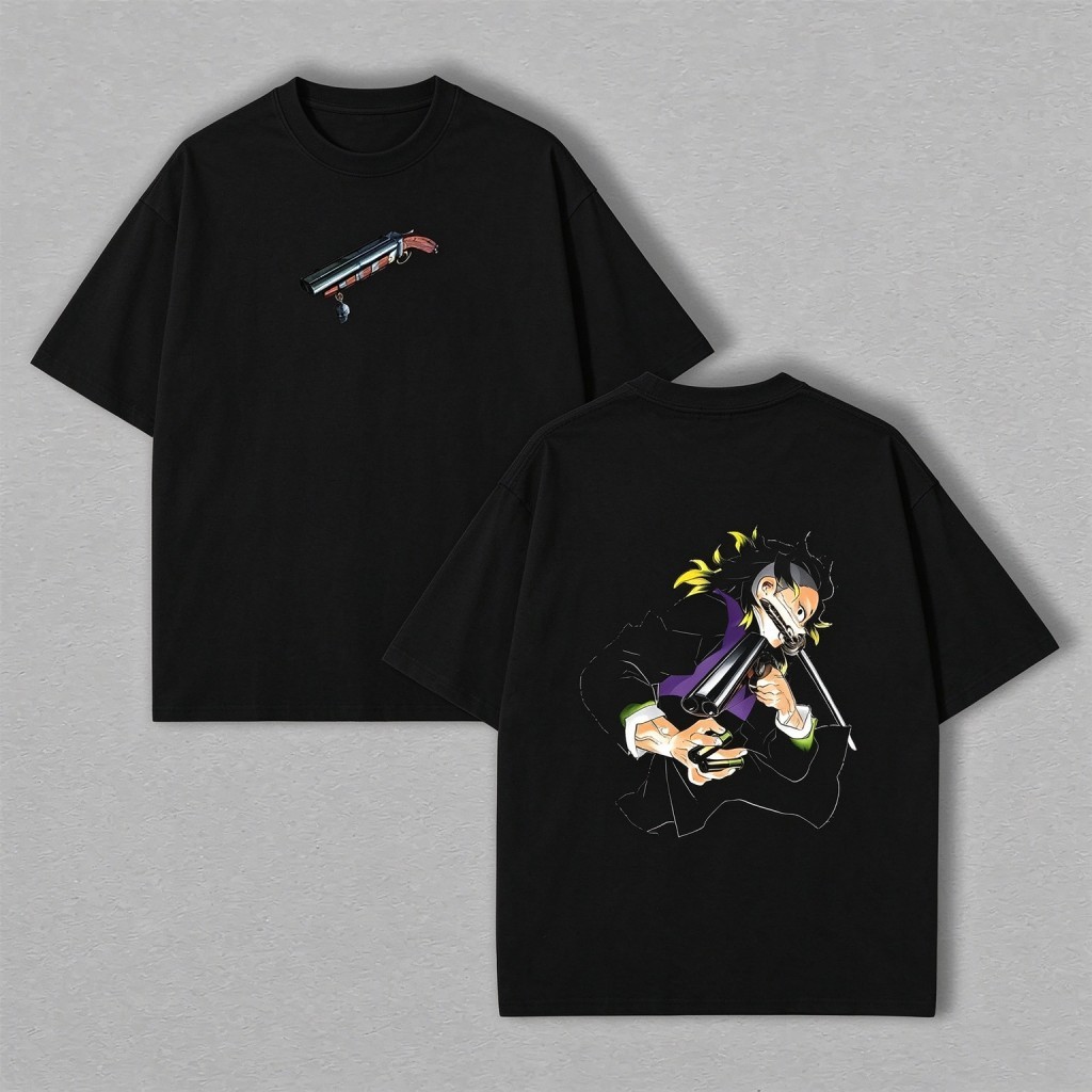 Camiseta Unissex Premium De Algodão, Cor Preta, Estilo Oversized Com Estampa De Personagem Anime, Para Uso Casual Diário