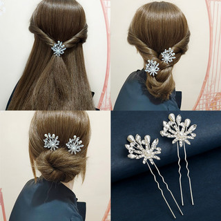 Grampo em forma de U grampo de cabelo garfo de cabelo enrolado feminino cocar imitação de pérola grampo de cabelo acessó