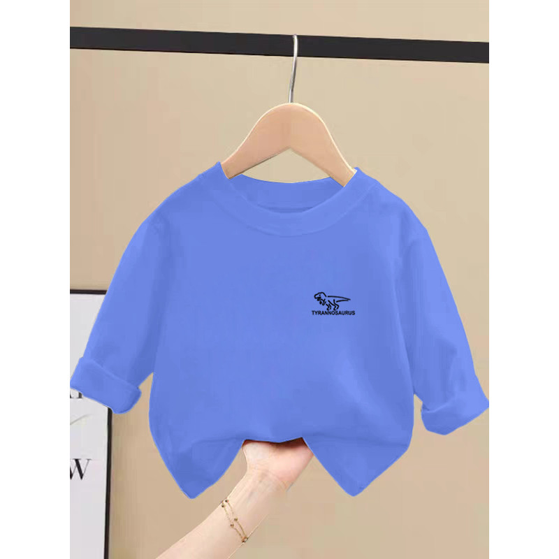 100% algodão meninos camiseta de manga comprida 2025 primavera outono novo estilo pequeno médio crianças bebê All-Match 