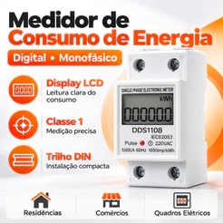 Medidor Digital de Consumo de Energia Elétrica Monofásico 127V/220V