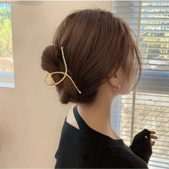 Garra De Metal Dourado Com Padrão Feminina Simples E Elegante Envio aleatório