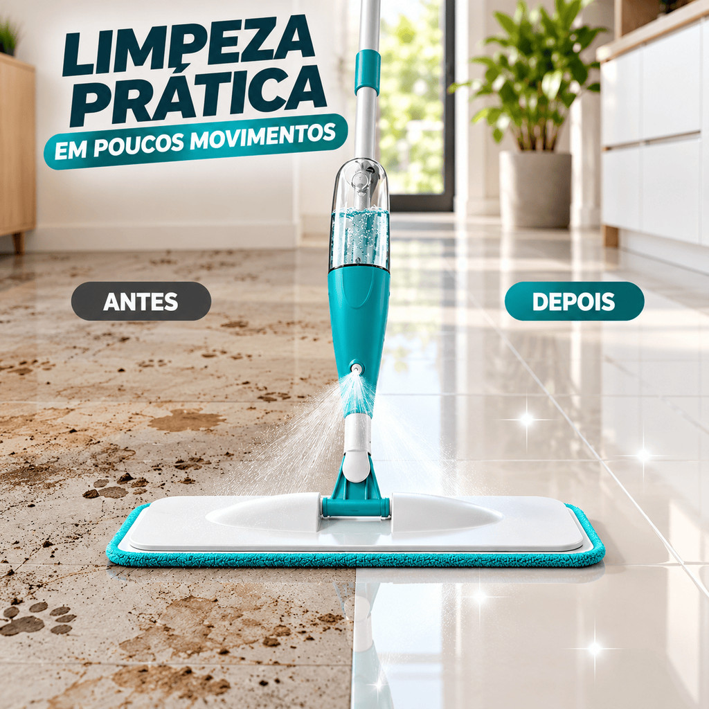 Mop Spray Com Reservatório Esfregão Vassoura Mágica Microfibra Lavável Limpeza Piso Ergonômico — imagem 2 de 2