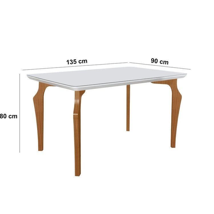 Conjunto Sala de Jantar Mesa Tampo Vidro/MDF com 4 Cadeiras Suede Marialice Cinamomo/Off White/Bege Cinamomo/Off · foto 2