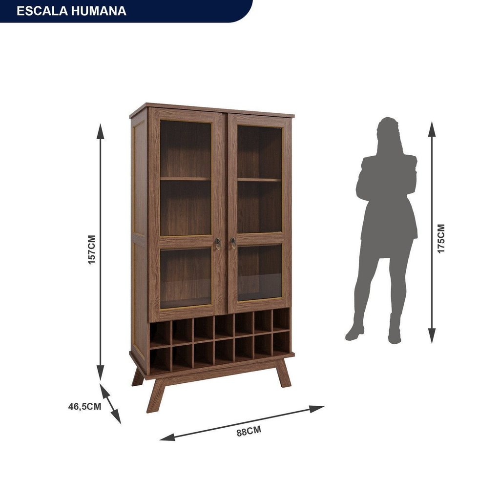 Cristaleira Adega Rústica 157cm x 88cm Madeira Pinus Ypê França Bege Ypê · foto 2