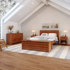 Cama de Casal em Madeira Macica Madma Marrom Garapa