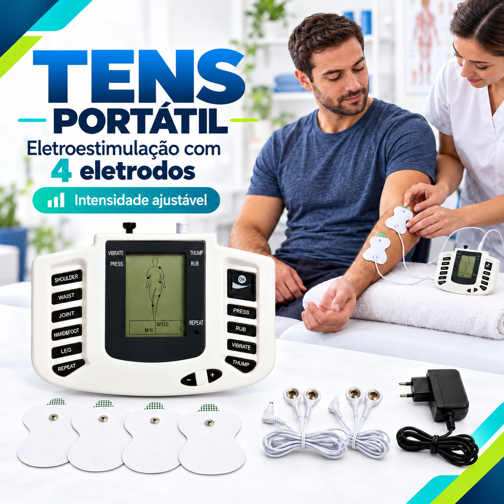 Aparelho Tens Choque Fisioterapia Eletrochoque Eletrodos Portátil Acupuntura