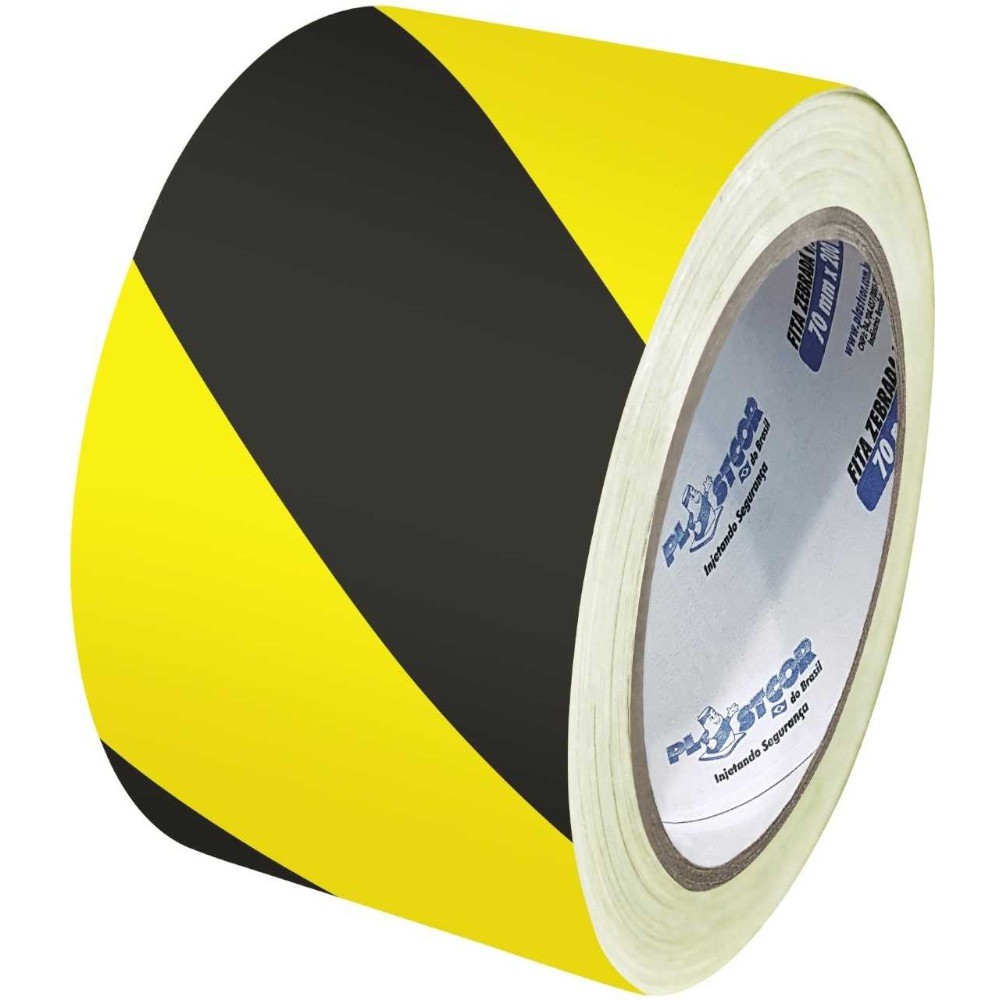 Fita zebrada para demarcação 70 mm x 200 m Plastcor
