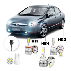 Kit Lampadas Led Honda Civic 2006 A 2008 H11 Hb4 Hb3 20000lm