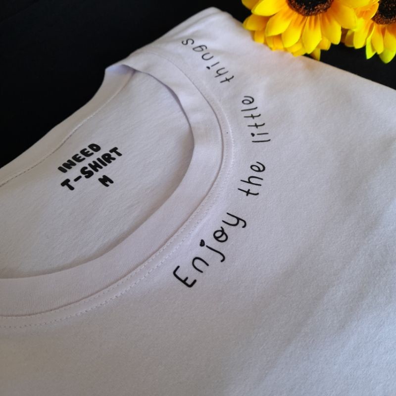 Camiseta feminina T-shirt baby Look Enjoy 100% Algodão manga curta Gola Redonda