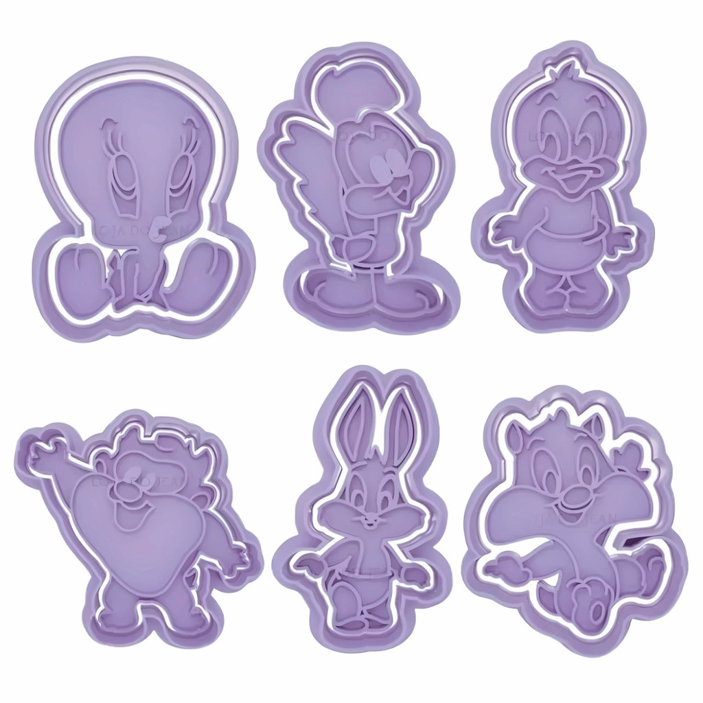 Cortador Biscoito Baby Looney Tunes Desenho Marcador Carimbo Pasta Americana