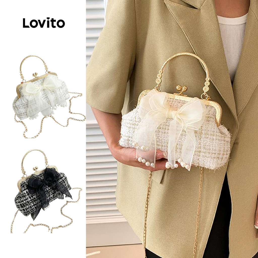 Lovito Linda borboleta renda arco cor combinando bolsa de ombro pequena para mulheres LFA70067 em Oferta na Shopee