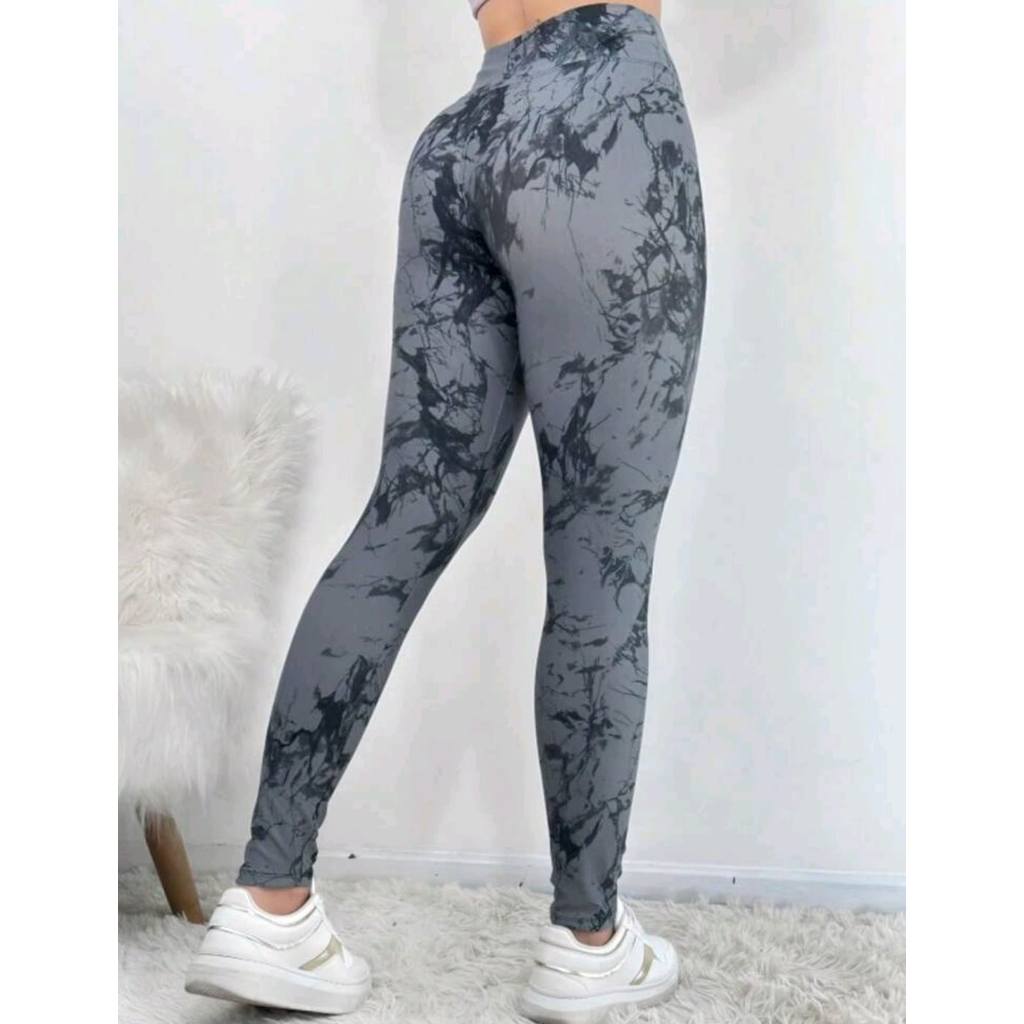 Calça Legging Marmorizada Tie Dye rajada fitness academia estampada