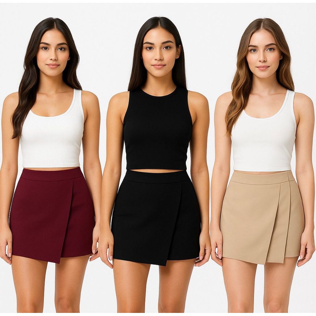 Short Saia Alfaiataria Frente Feminina com Ziper moda blogueira Basica Verao Tendencia em Oferta na Shopee