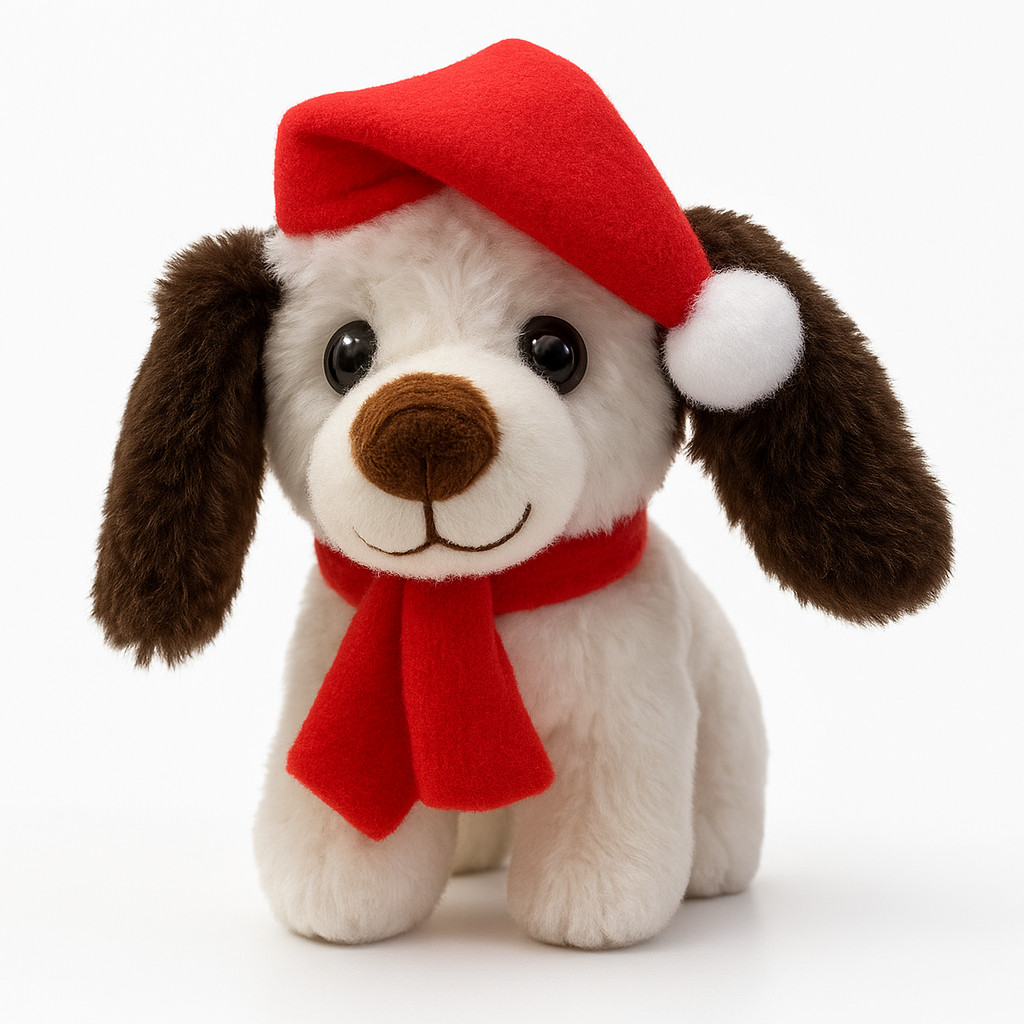 Cachorro Pelucia Natal C/ Gorro Wincy Branco NTD13787