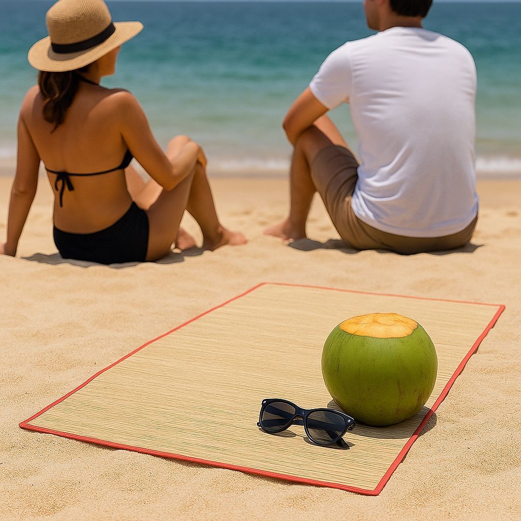Tapete De Praia Em Palha Impermeável Esteira Piquenique em Oferta na Shopee