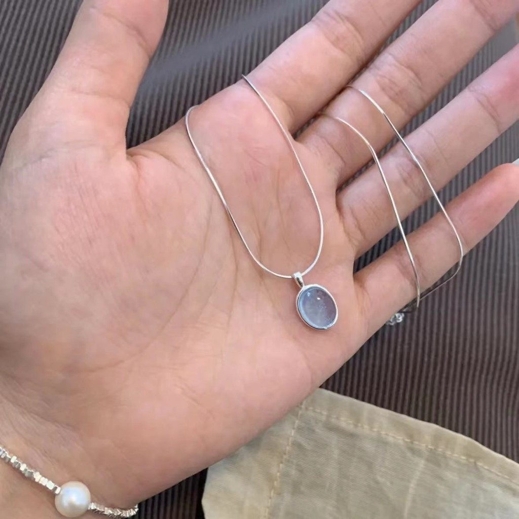 Colar de Pedra da Lua Aquamarina para Mulheres Novo Luxo Niche Corrente de Clavícula Corrente de Cobra Corrente de Suéte — imagem 2 de 2